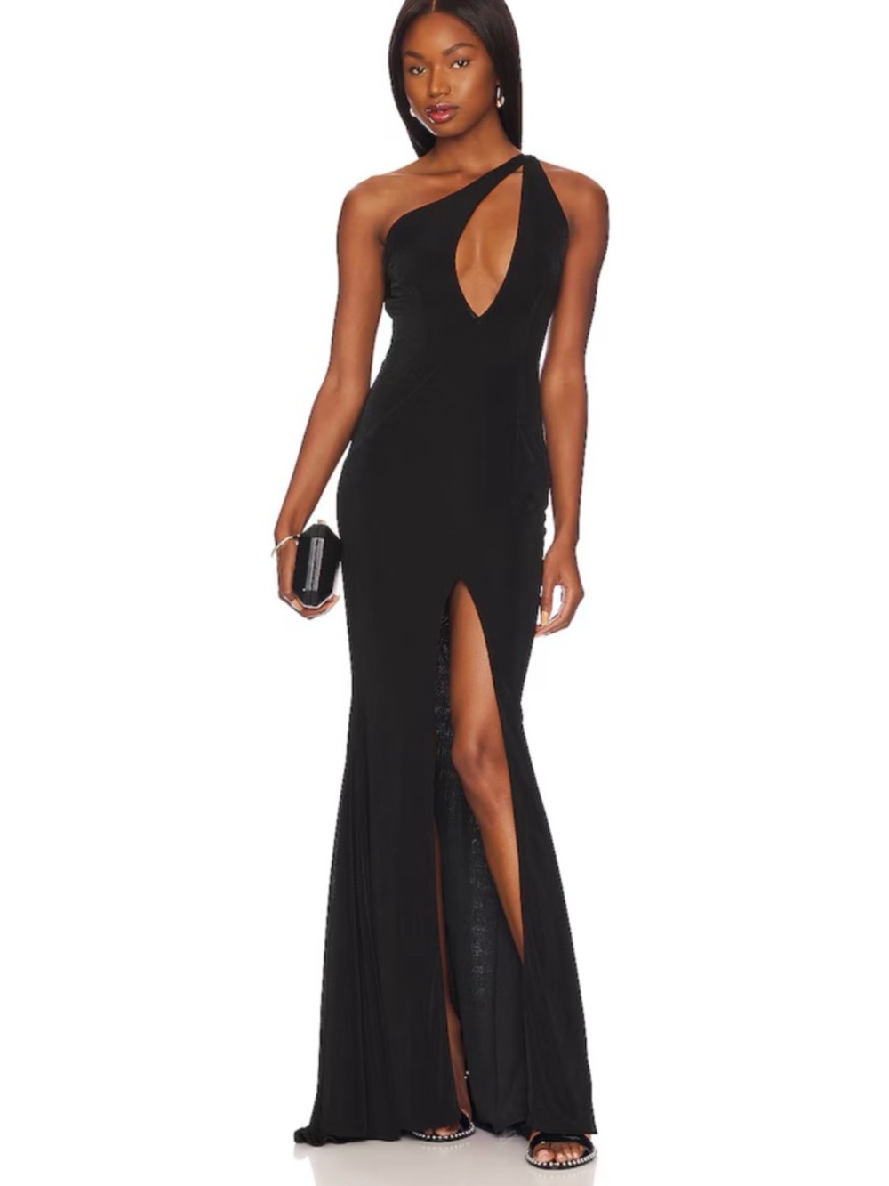 SHOW STOPPER (design-inspired) One-Shoulder Cutout Evening Gown High Slit